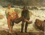 Laurits Tuxen den druknede bringes i land painting